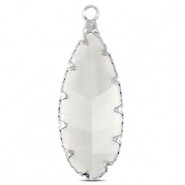 Crystal glass charm oval 30mm Crystal-silver